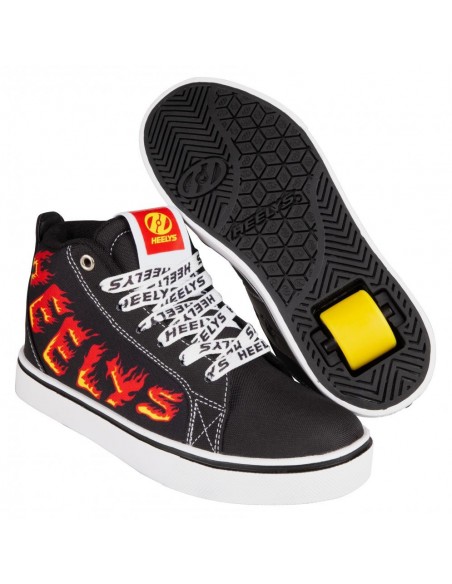 heelys racer 20 mid - schwarz/weiss/rot/gelb flamme