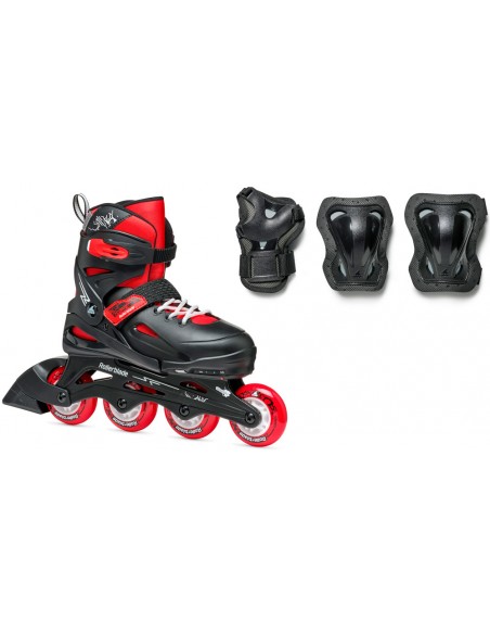 rollerblade fury combo schlittschuhe für kinder. stretch-skates mit protektoren.