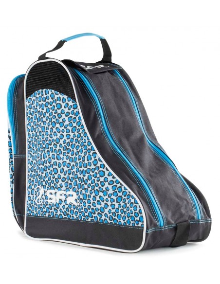 sfr designer ice & skate bag - quad skate bag - blauer leopard