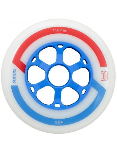 fr sliders wheels 110mm 90a weiß und blau - packung mit 6 rädern