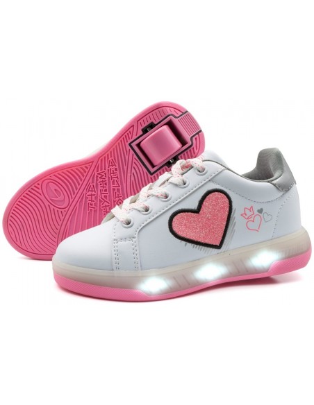 breezy rollers light heart rollschuhe in weiß und rosa