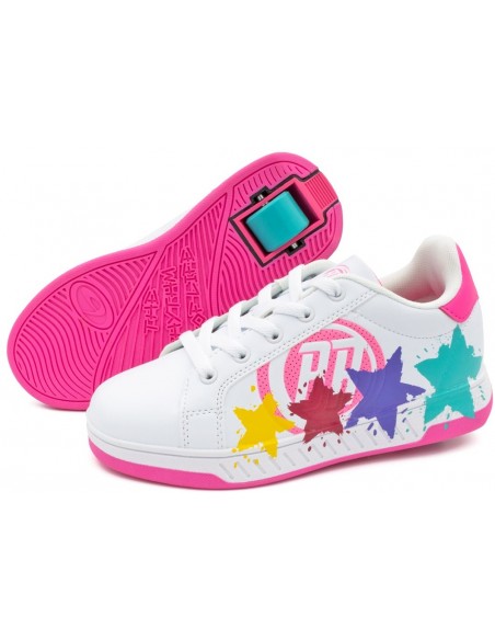 breezy rollers splatter white-pink shoes with wheels